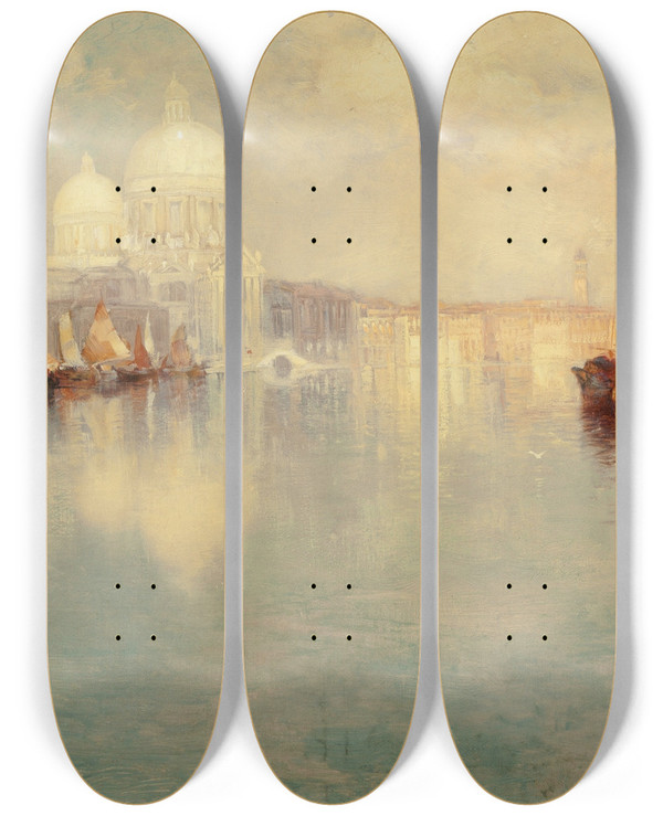 Triptych art skateboard deck of Thomas Moran Venice_4 by Thomas Moran (1837-1926)