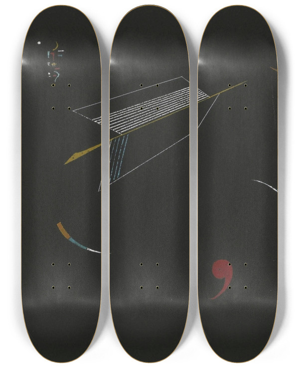 Triptych art skateboard deck of Wassily Kandinsky Linien Lines by Wassily Kandinsky (1866-1944)