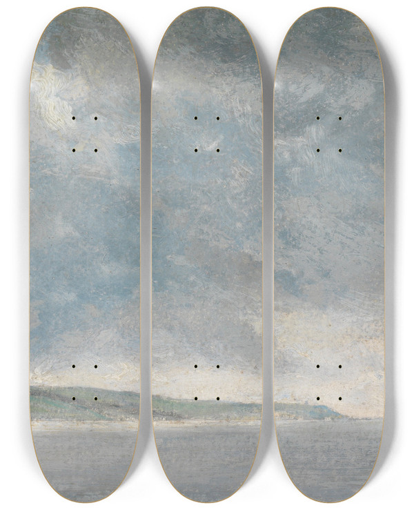Triptych art skateboard deck of John Constable Coastal Scene With Cliffs by John Constable (1776-1837)