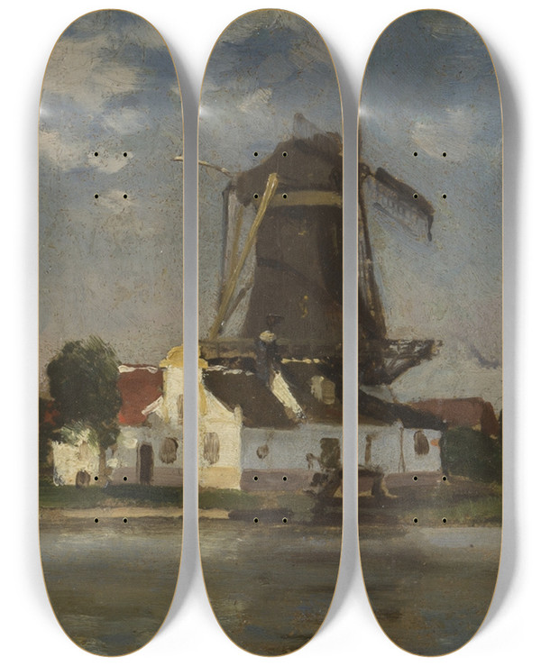 Triptych art skateboard deck of Carl Sknberg Dutch Motif by Carl Skanberg (1850-1883)