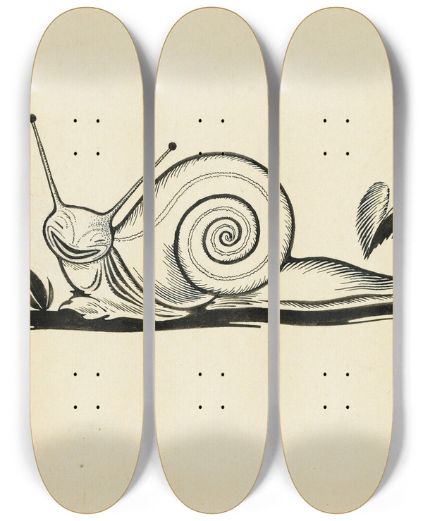 Triptych art skateboard deck of Sergey Chekhonin Fediabredia Pl 5 by Sergey Chekhonin (1878-1936)