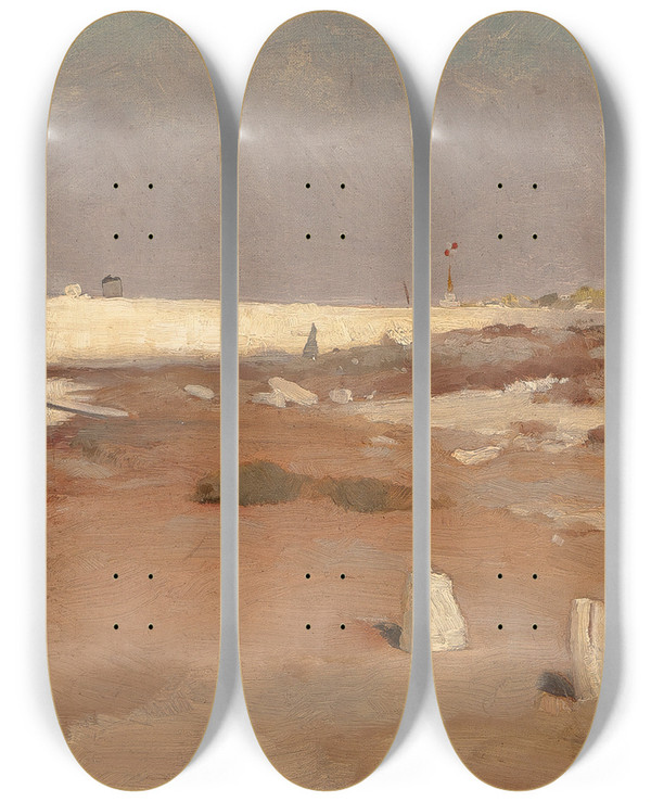 Triptych art skateboard deck of French School On The Shore by French School (16-19-)
