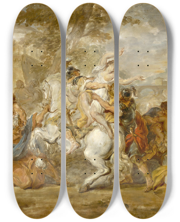 Triptych art skateboard deck of French School The Rape Of The Sabine Women by French School (16-19-)