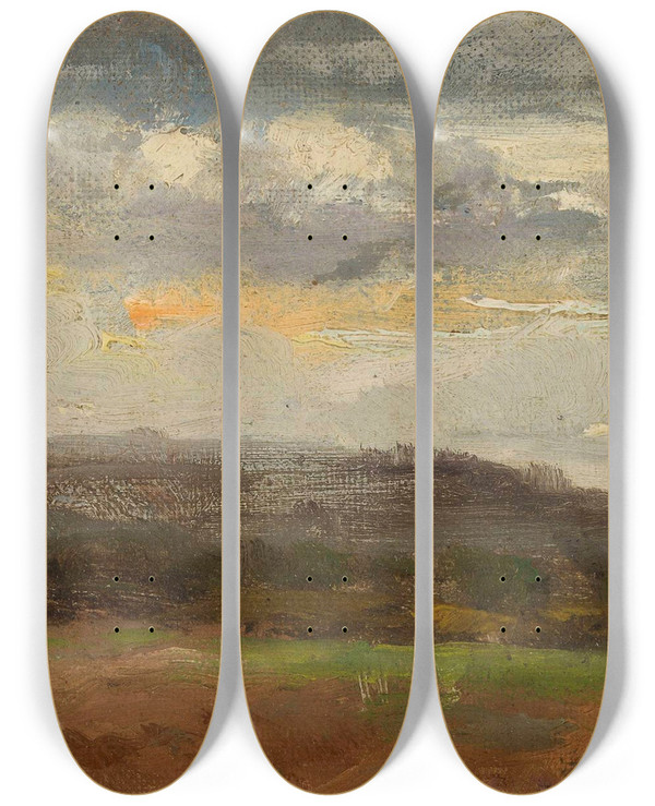 Triptych art skateboard deck of Jan Stanislawski Landscape_6 by Jan Stanislawski (1860-1907)