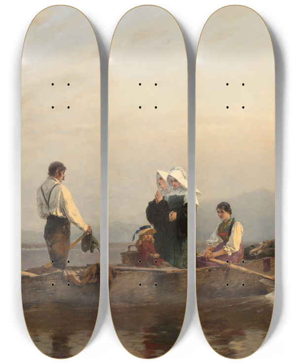 Triptych art skateboard deck of Josef Wopfner Ave Maria by Josef Wopfner (1843-1927)