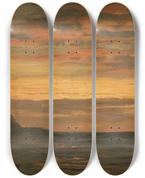 Triptych art skateboard deck of Amaldus Nielsen Fra Skjrgehavn by Amaldus Nielsen (1838-1932)