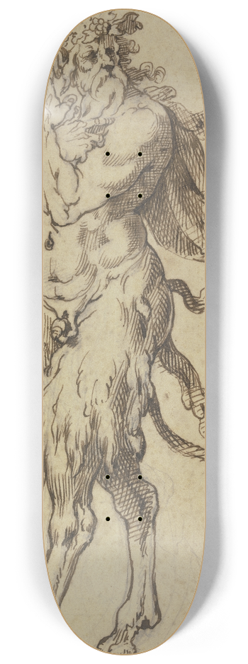 Agostino Carracci - Old satyr to the left 8.25 inch art skate deck