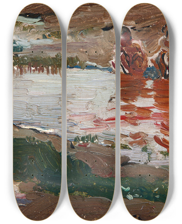 Triptych art skateboard deck of Joaqun Sorolla En El Rio Atthe Riverside by Joaquin Sorolla (1863-1923)