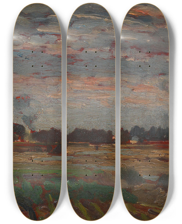 Triptych art skateboard deck of Tina Blau St Veith Bei Wien by Tina Blau (1845-1916)