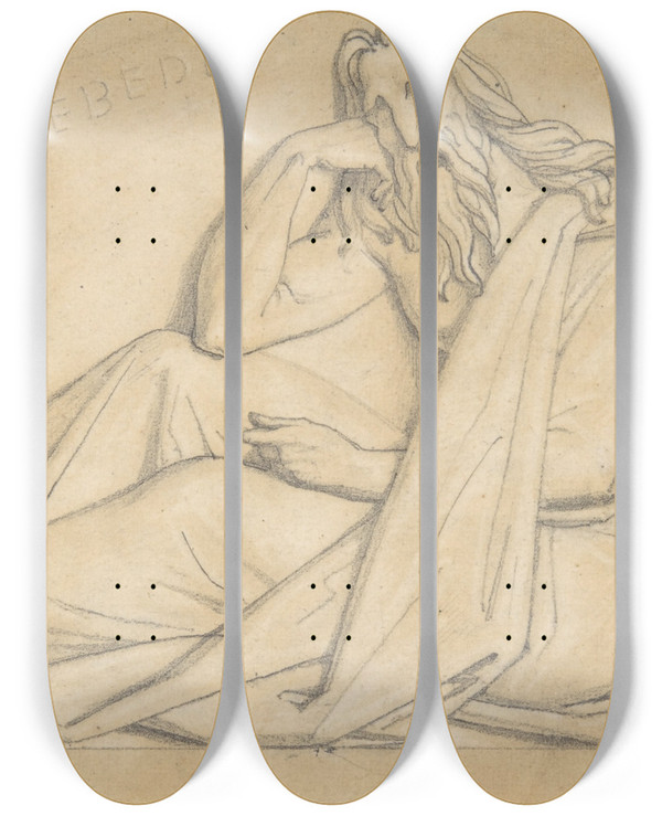 Triptych art skateboard deck of Abel De Pujol John The Apostle For The Church Of St Vaast In Arras by Abel de Pujol (1785-1861)