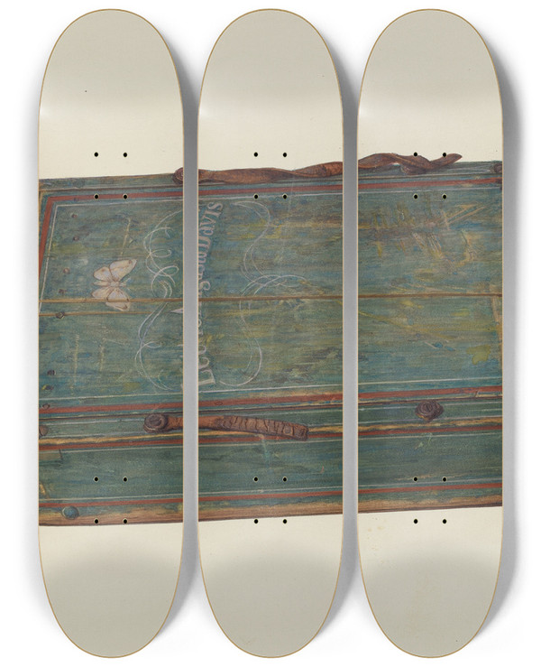 Triptych art skateboard deck of Wayne White Sled by Wayne White
