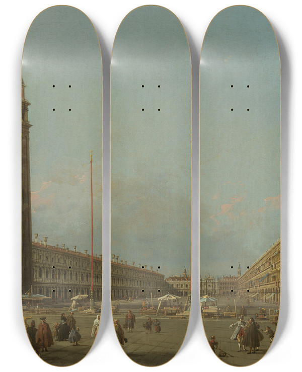 Triptych art skateboard deck of Canaletto Piazza San Marco Looking South And West by Canaletto (1697-1768)