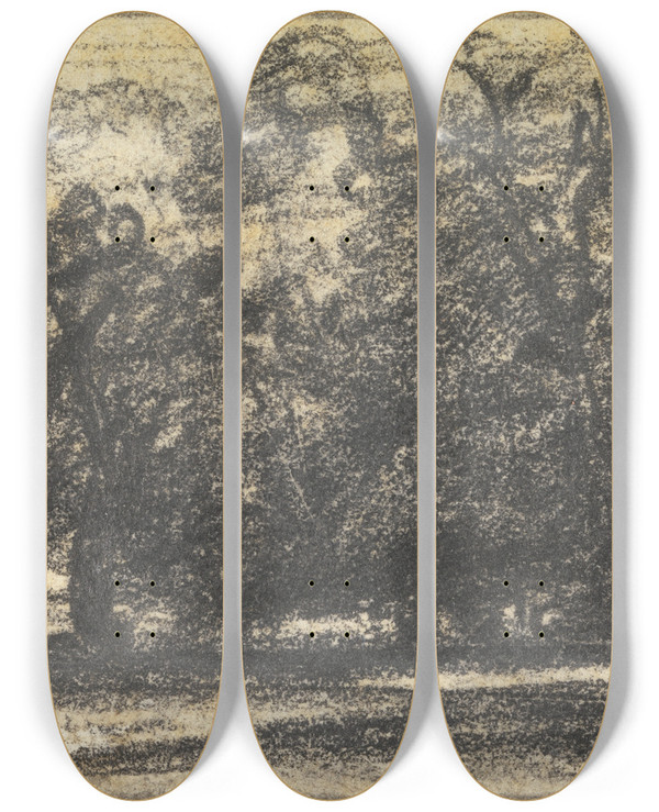 Triptych art skateboard deck of John Varley Study Of Trees by John Varley (1778-1842)