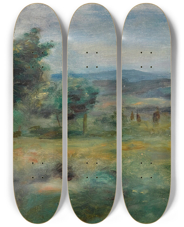 Triptych art skateboard deck of Pierreauguste Renoir Paysage_3 by Pierre-Auguste Renoir (1841-1919)