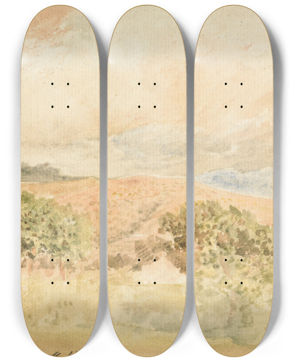 Triptych art skateboard deck of John Linnell Llanberis North Wales by John Linnell (1792-1882)
