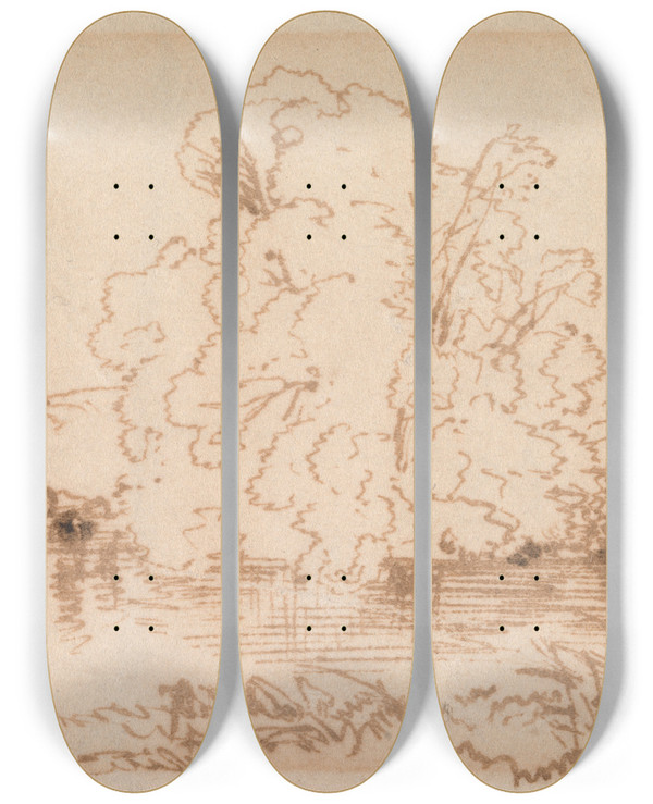 Triptych art skateboard deck of Thomas Creswick Ed Bucks by Thomas Creswick (1811-1869)