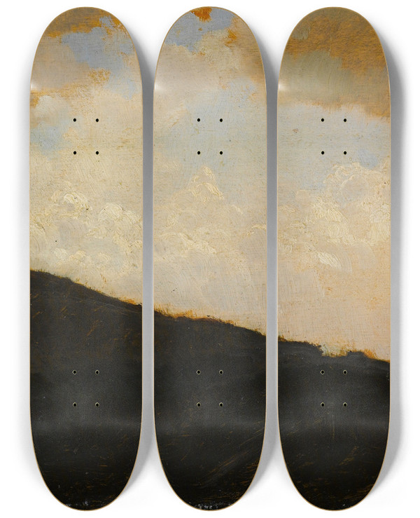Triptych art skateboard deck of Giuseppede Nittis Veduta Del Vesuvio by Giuseppe De Nittis (1846-1884)