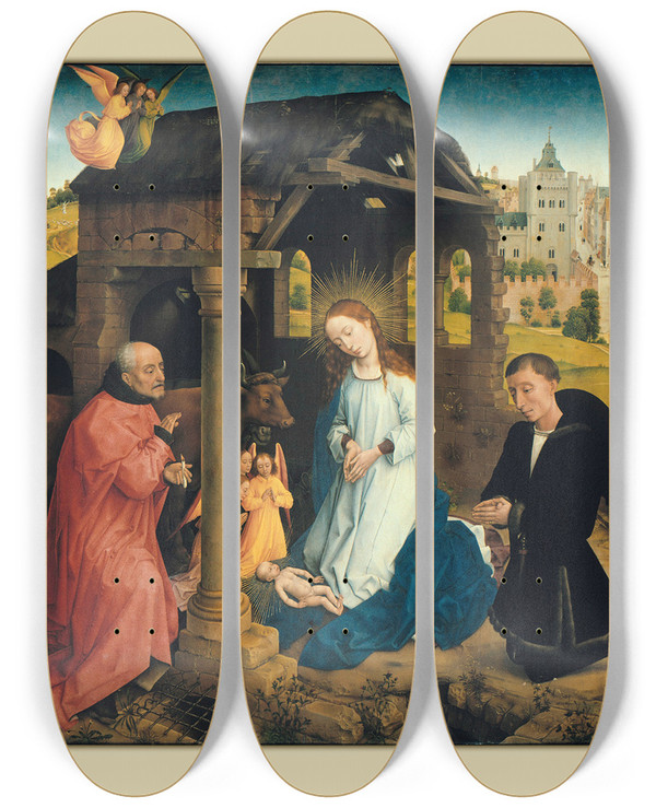 Triptych art skateboard deck of Rogier Van Der Weyden The Middelburg Altar by Rogier van der Weyden (1399-1464)