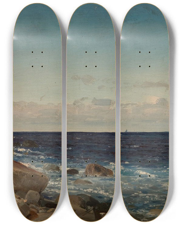 Triptych art skateboard deck of Amaldus Nielsen Bris Jren by Amaldus Nielsen (1838-1932)
