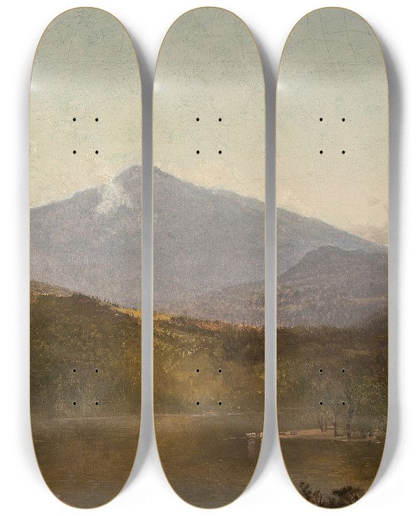 Triptych art skateboard deck of John Frederick Kensett White Mountains From Shelburne Nh by John Frederick Kensett (1816-1872)