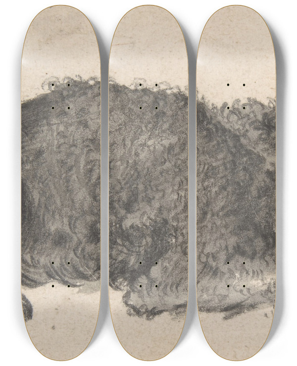 Triptych art skateboard deck of Cornelis Saftleven A Dog_2 by Cornelis Saftleven (1607-1681)