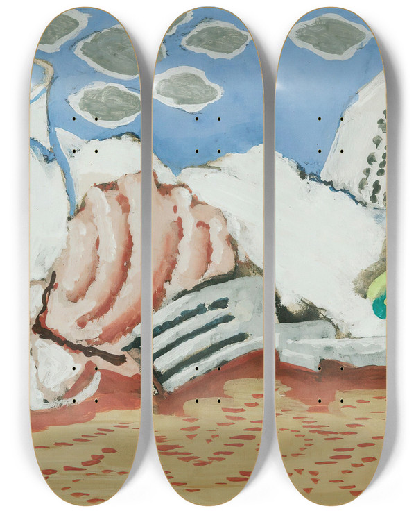 Triptych art skateboard deck of Louis Marcoussis Nature Morte Au Journal_1 by Louis Marcoussis (1883-1941)