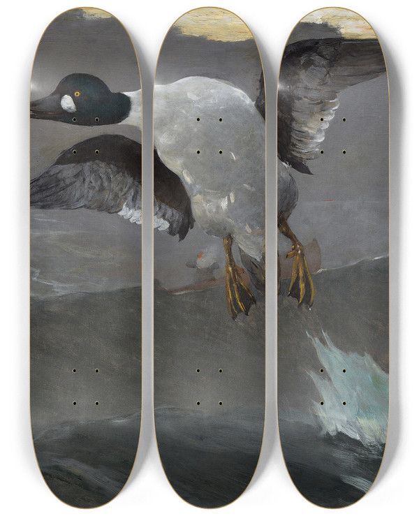 Triptych art skateboard deck of Winslow Homer Right And Left by Winslow Homer (1836-1910)