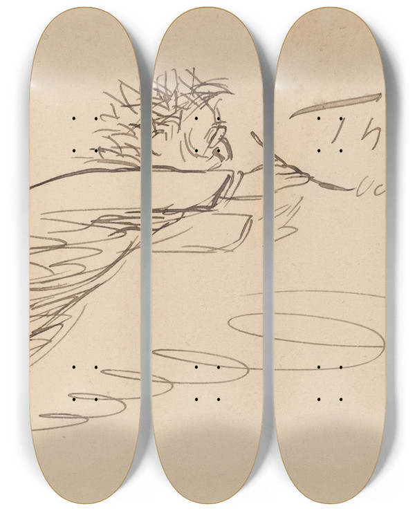 Triptych art skateboard deck of Thomas Nast Signature Th Nast Oct 171901 by Thomas Nast (1840-1902)