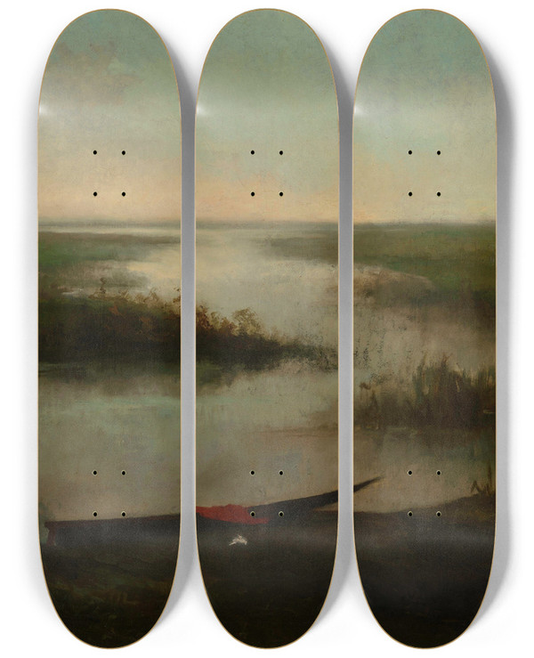 Triptych art skateboard deck of Louis Dubois Marshland by Louis Dubois