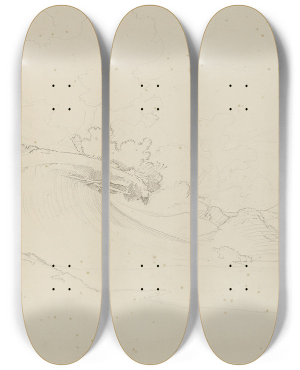 Triptych art skateboard deck of August Lucas Bank by August Lucas (1803-1863)