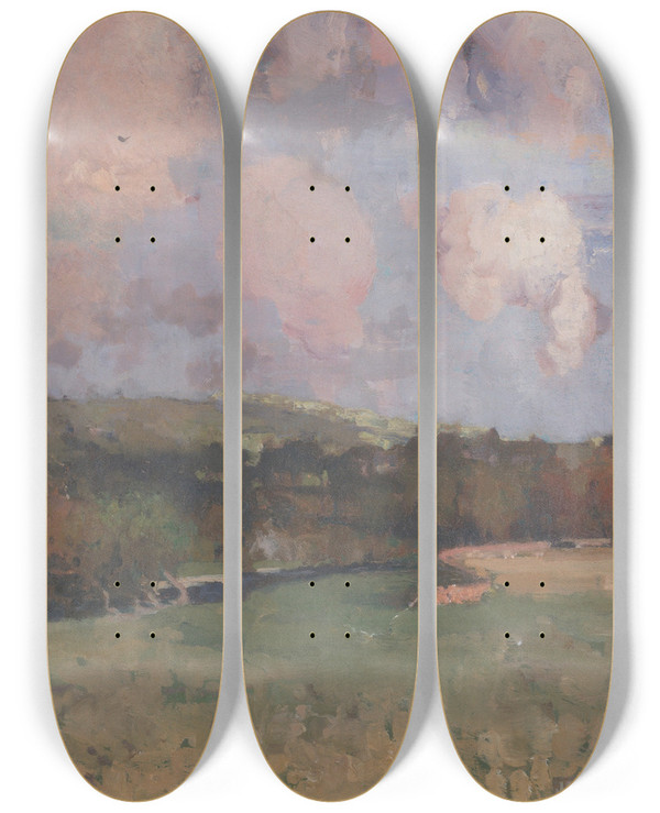 Triptych art skateboard deck of James Paterson Castlefern by James Paterson (1854-1932)