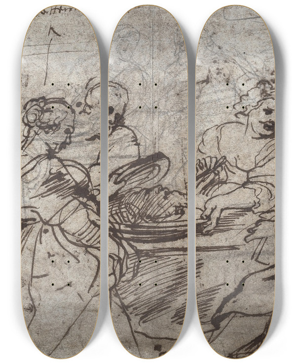 Triptych art skateboard deck of Peter Paul Rubens The Feast Of Herod Recto by Peter Paul Rubens (1577-1640)