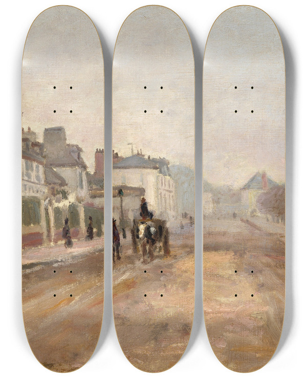 Triptych art skateboard deck of Claude Monet Boulevard Hloiseargenteuil by Claude Monet (1840-1926)