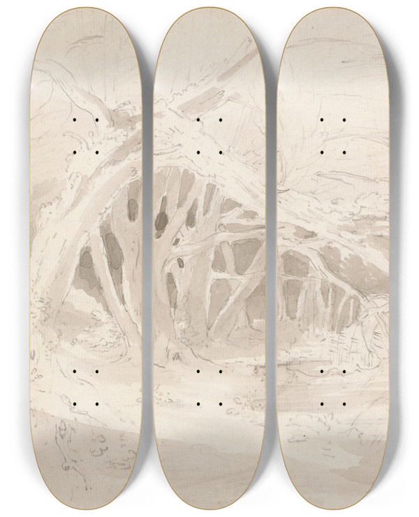 Triptych art skateboard deck of John Constable Helmingham The Silent Pool by John Constable (1776-1837)