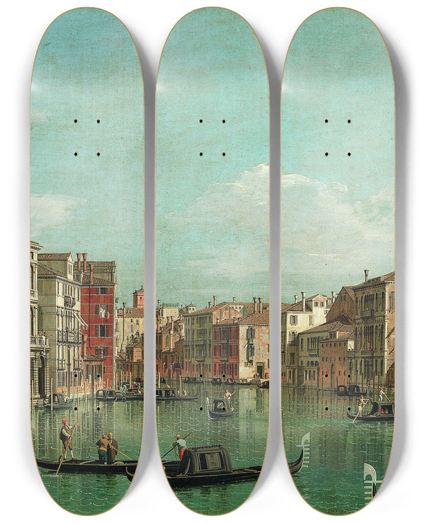 Triptych art skateboard deck of Canaletto The Grand Canal Venice Looking Southeast With The Campo Della Carit To The Right by Canaletto (1697-1768)