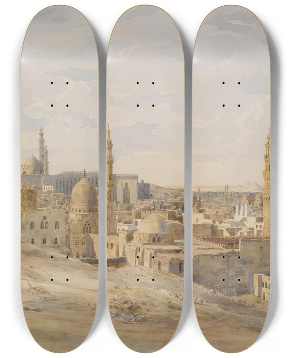 Triptych art skateboard deck of Max Schmidt Cairo by Max Schmidt (1818-1901)