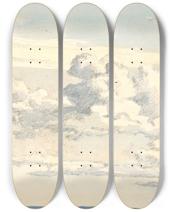 Triptych art skateboard deck of Martinus Rrbye Skystudie_1 by Martinus Rorbye (1803-1848)