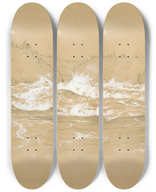 Triptych art skateboard deck of Frederic Edwin Church Niagara River Gorge by Frederic Edwin Church (1826-1900)