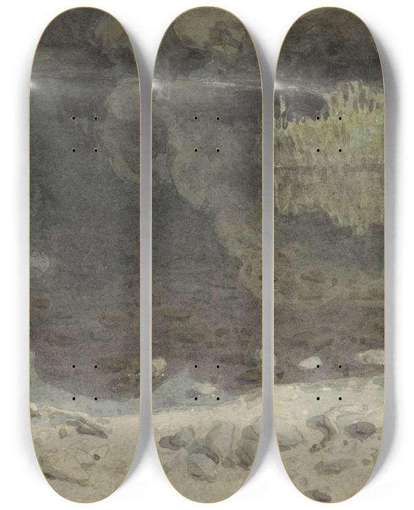 Triptych art skateboard deck of Joshua Cristall In Borrowdale Cumberland by Joshua Cristall (1765-1847)