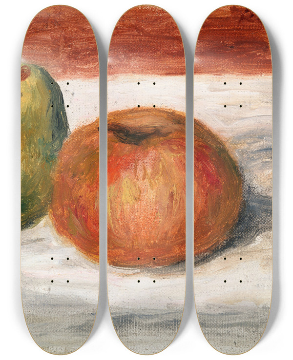 Triptych art skateboard deck of Pierreauguste Renoir Apple And Pear Pomme Et Poire by Pierre-Auguste Renoir (1841-1919)