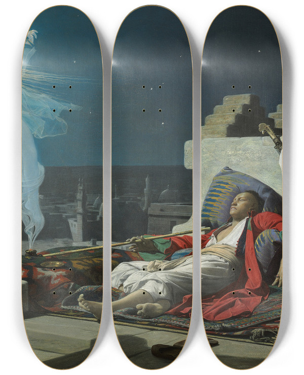 Triptych art skateboard deck of Jean Lecomte Du Nou A Eunuchs Dream by Jean Lecomte du Nou (1842-1923)