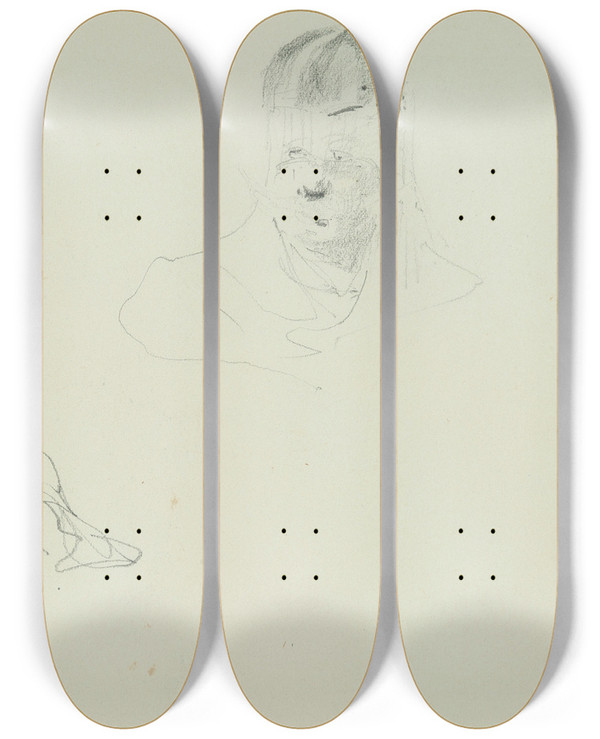 Triptych art skateboard deck of Henri De Toulouselautrec Croquis by Henri de Toulouse-Lautrec (1864-1901)