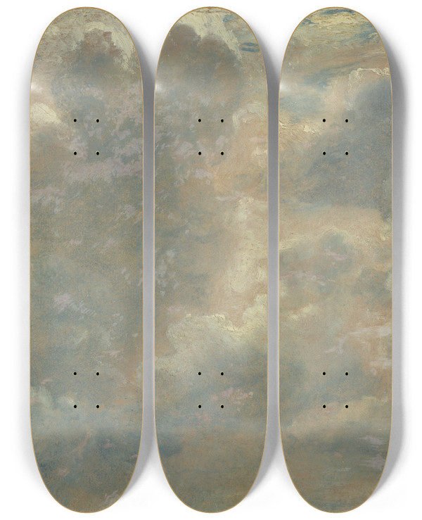 Triptych art skateboard deck of John Constable Cloud Study_3 by John Constable (1776-1837)