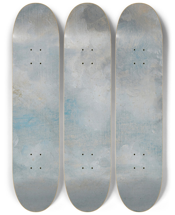 Triptych art skateboard deck of John Constable Study Of Clouds by John Constable (1776-1837)