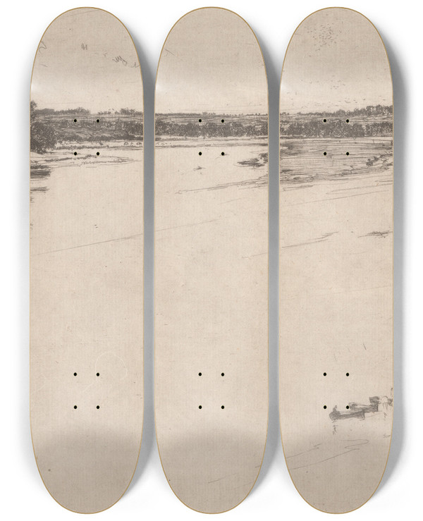Triptych art skateboard deck of David Young Cameron Tweedside by David Young Cameron (1865-1945)