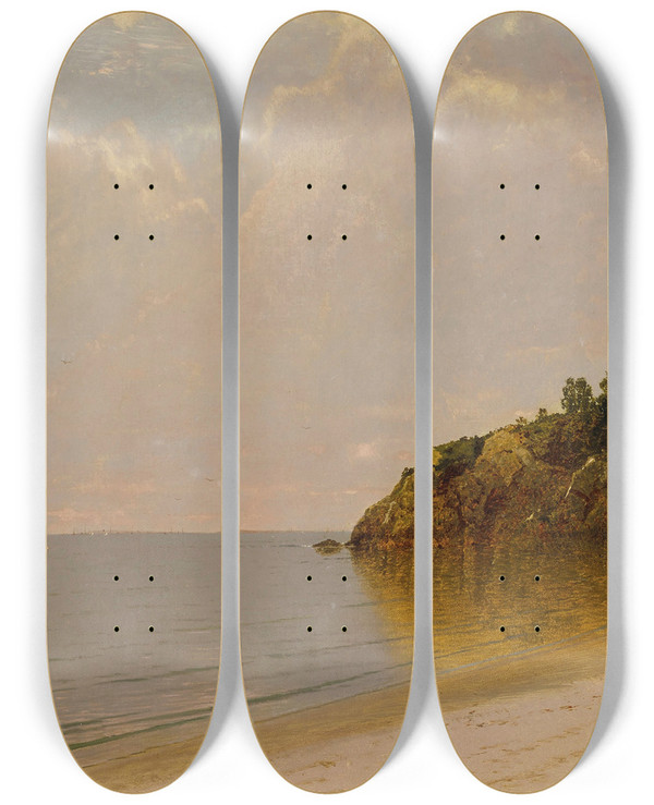Triptych art skateboard deck of John Frederick Kensett On The Coast by John Frederick Kensett (1816-1872)