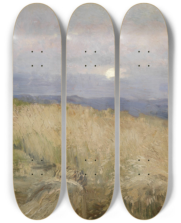 Triptych art skateboard deck of Marie Egner Abend by Marie Egner (1850-1940)
