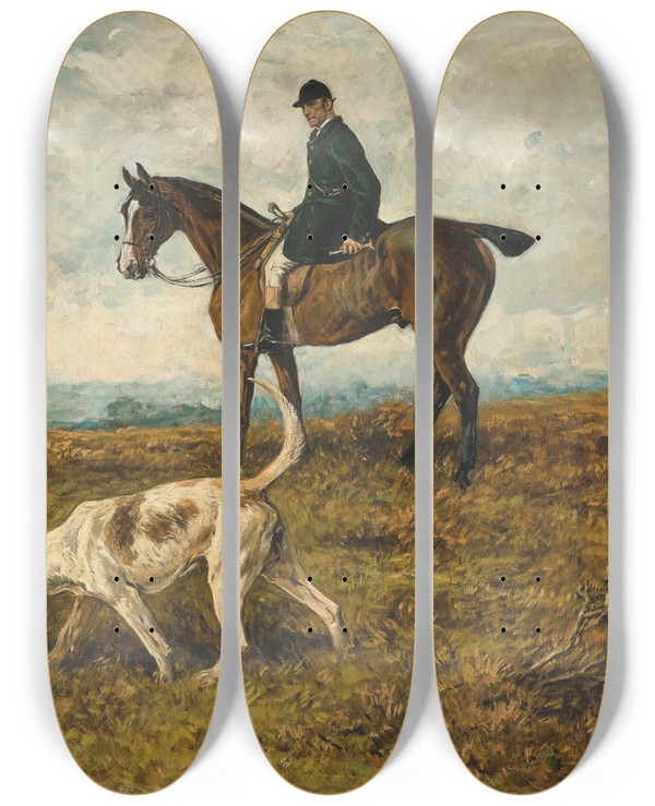 Triptych art skateboard deck of John Emms On The Scent_2 by John Emms (1843-1912)