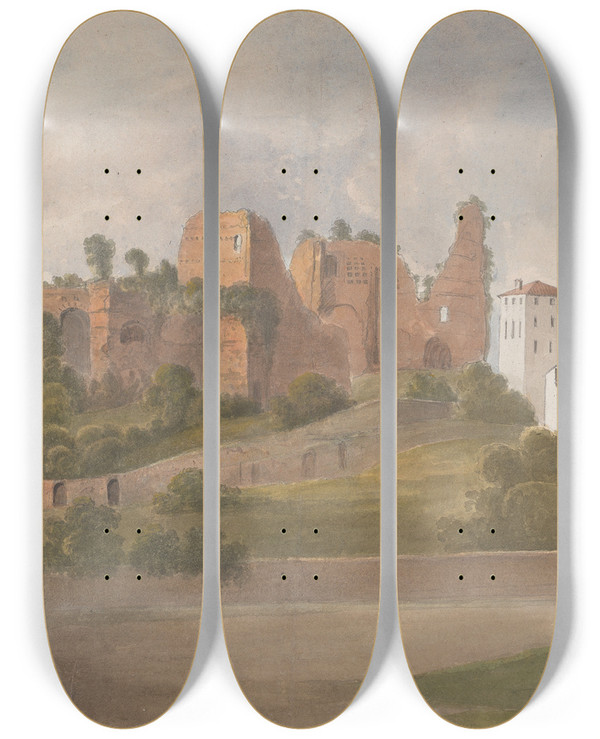 Triptych art skateboard deck of Isaac Weld Roma Palace Of Caesars by Isaac Weld (1774-1856)
