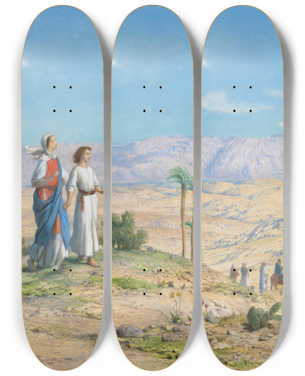 Triptych art skateboard deck of John Rogers Herbert The Holy Family by John Rogers Herbert (1810-1890)